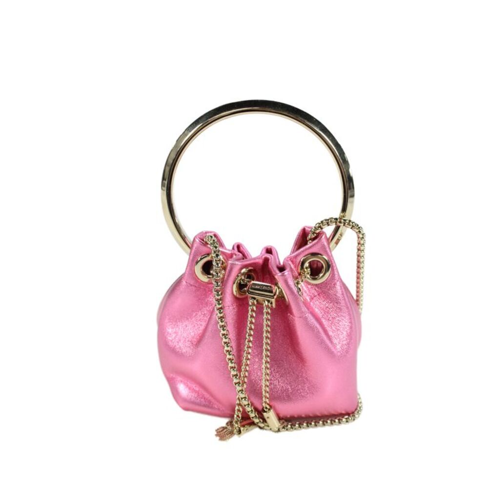 Jimmy Choo Womens Metallic Leather Bucket Bag Pink